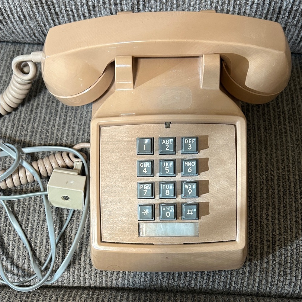 Retro Tan Push-Button Telephone